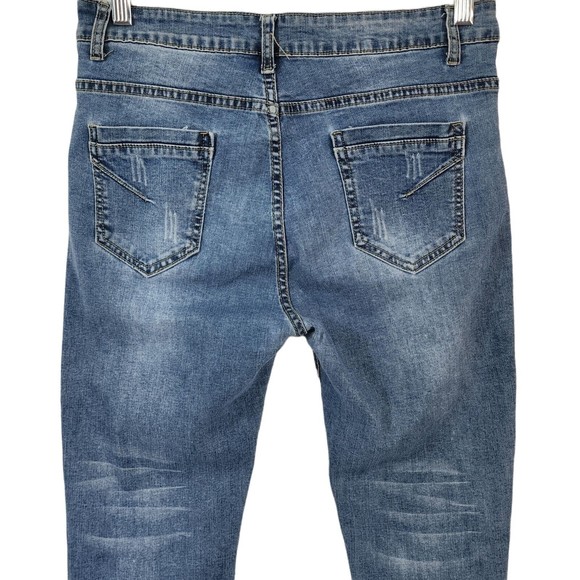 UBU Vintage High-Rise Cropped Jeans Whiskered Distressed Size 32 Tag - Picture 4 of 11